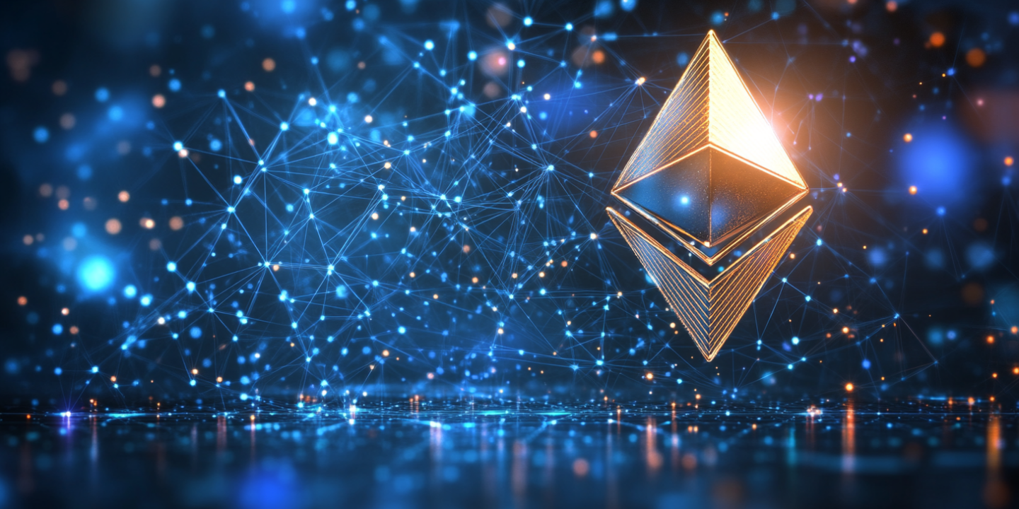 Ethereum Geth logo on a network background